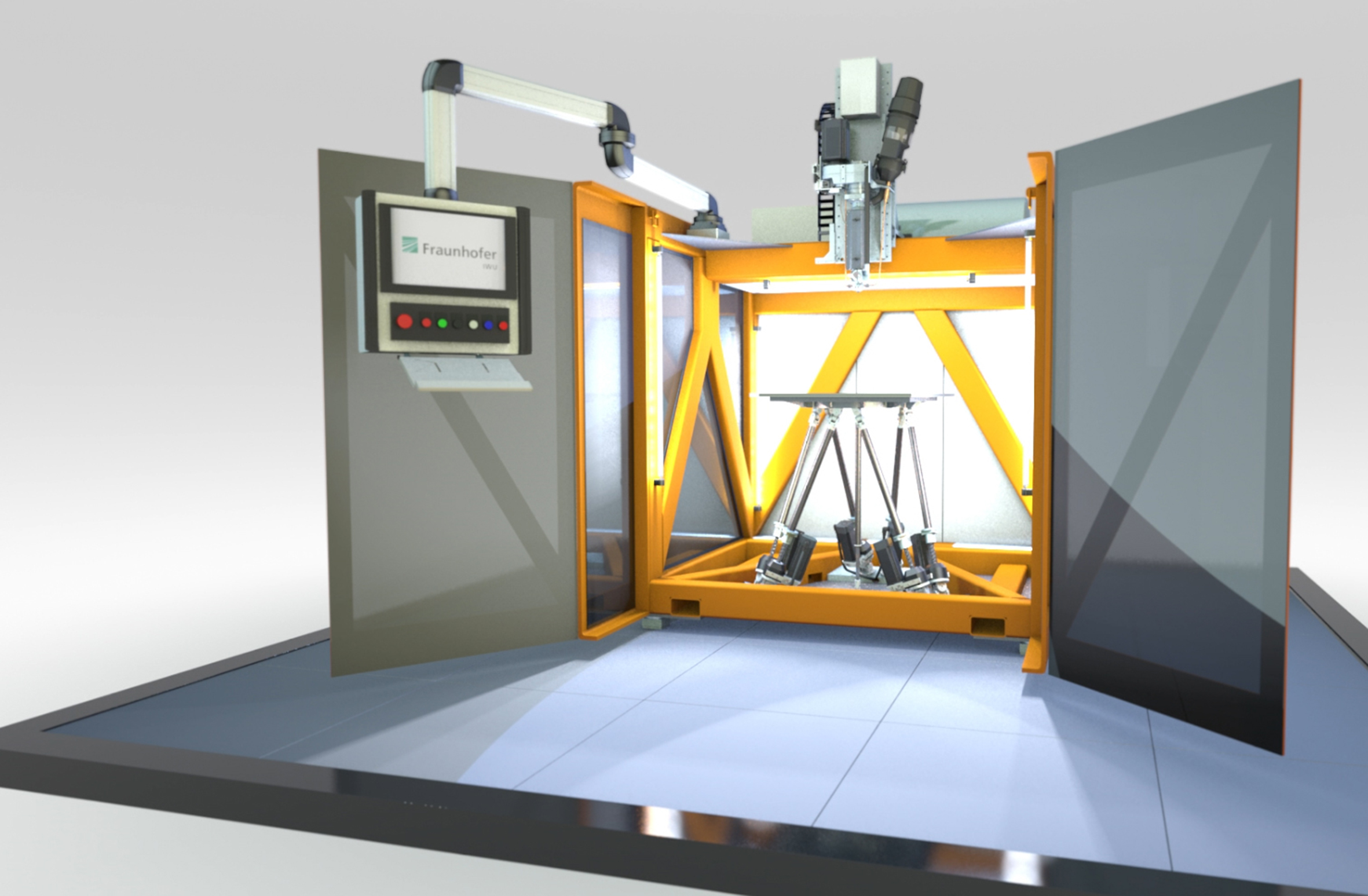 Der schnellste 3D-Drucker der Welt. Im Zelt der Innovationen produziert er in Rekordzeit große Bauteile aus Kunststoff.